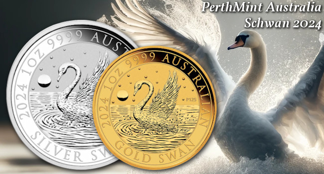 PerthMint Schwan 2024 - Gold & Silber